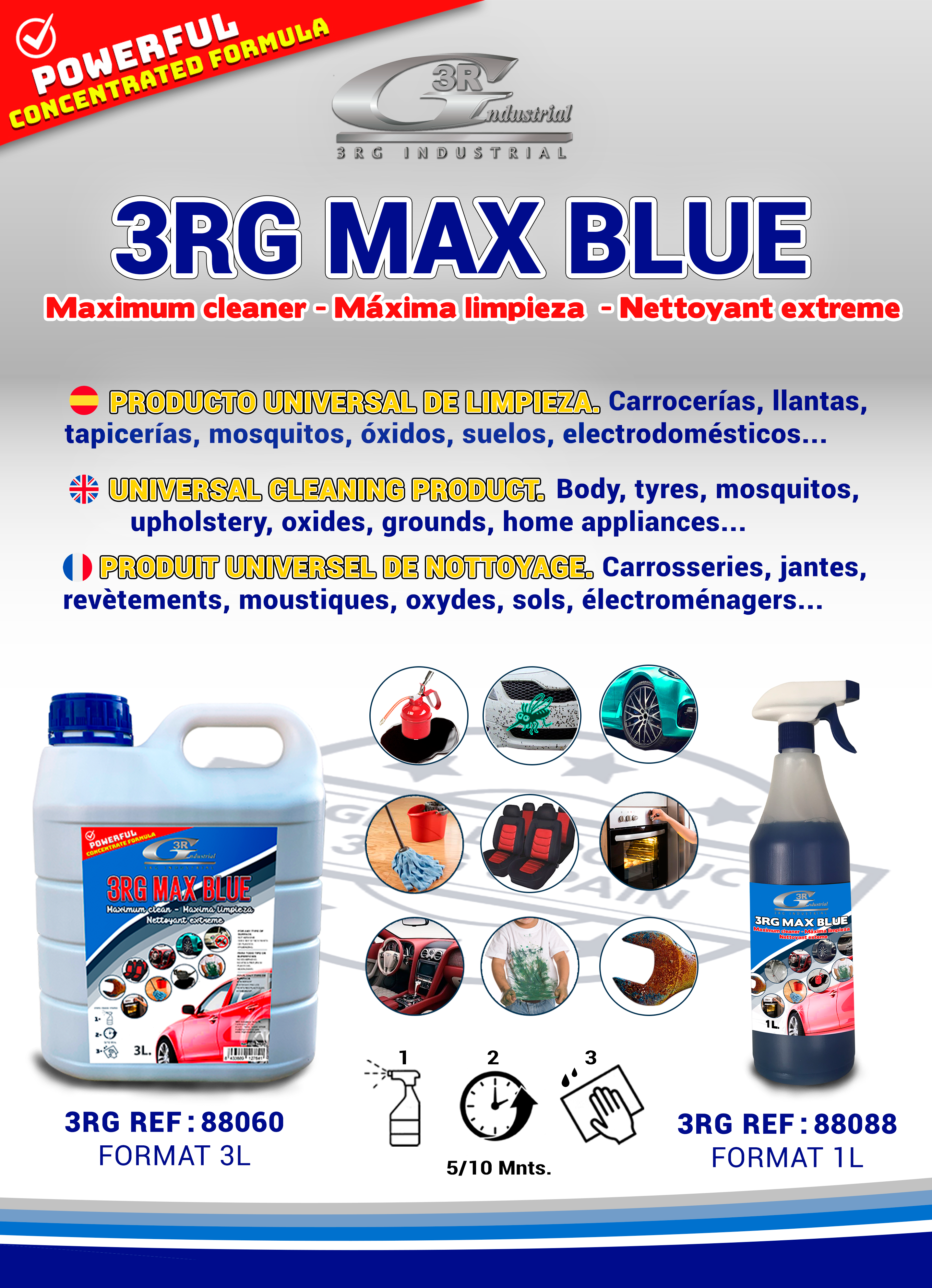 3RG MAX BLUE - Producto universal de limpieza